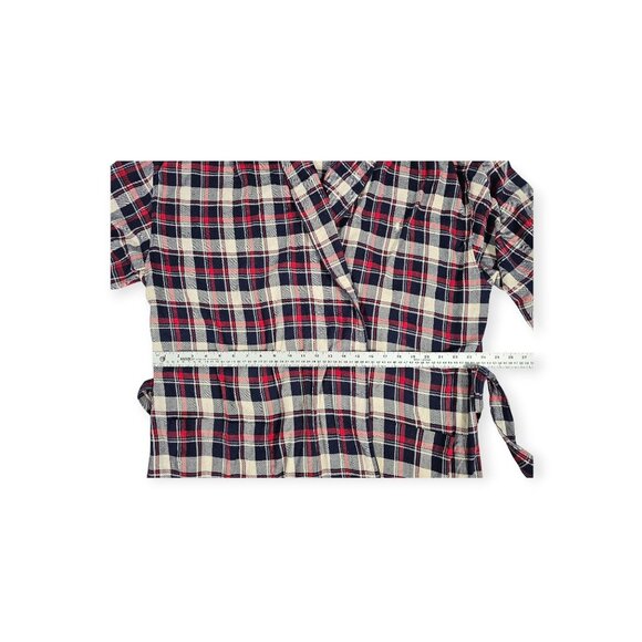 Polo Ralph Lauren Robe L/XL Plaid Flannel Long Sleeve Belted Red White Navy - Picture 5 of 9